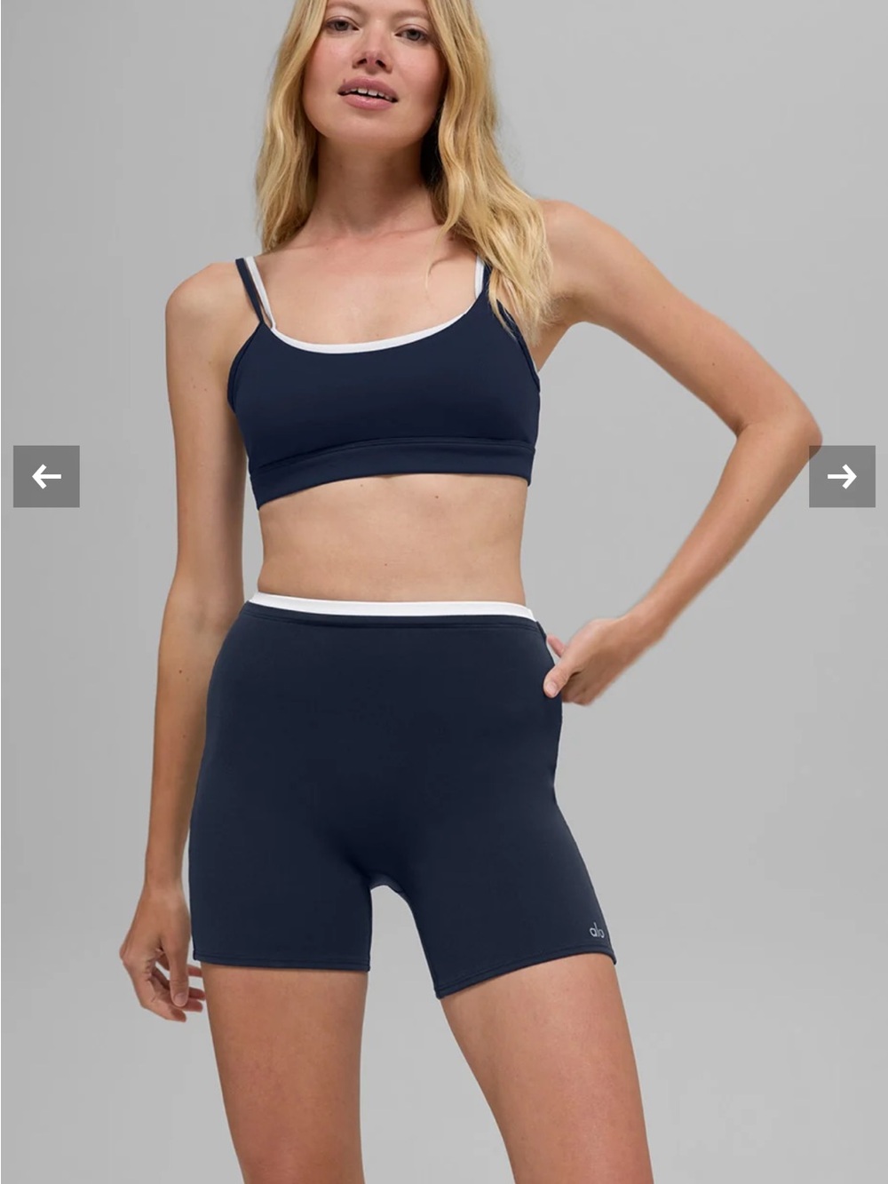 Alo Yoga Airbrush Double Up Bra Navy/White Sz M 8-10